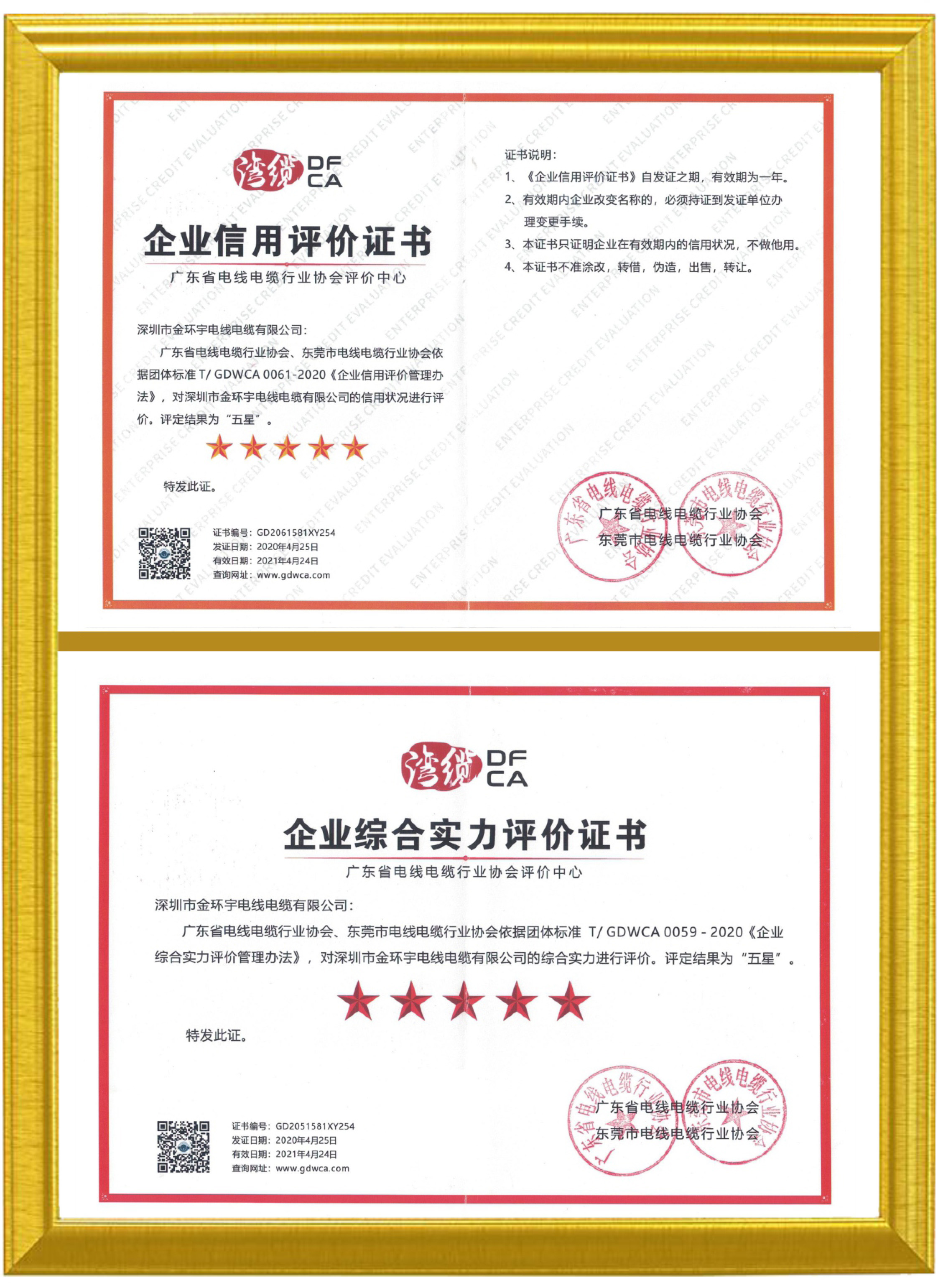 企業(yè)信用評價證書