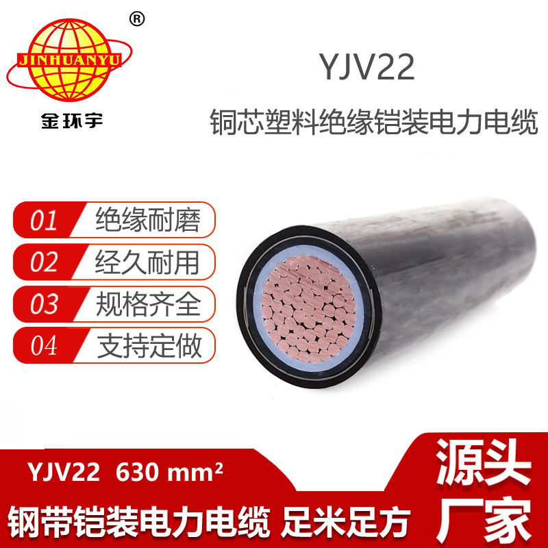 金環(huán)宇電纜 鎧裝電纜 YJV22 1X630平方 深圳yjv22銅芯交聯(lián)電纜
