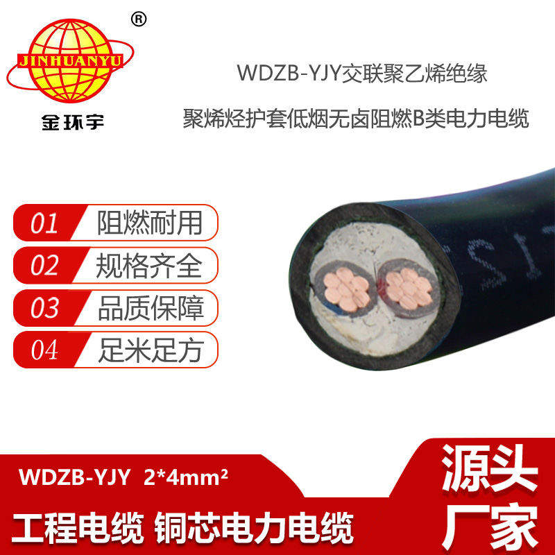 金環(huán)宇電線電纜 廠家低煙無鹵阻燃電纜批發(fā)  WDZB-YJY 2X4 銅芯