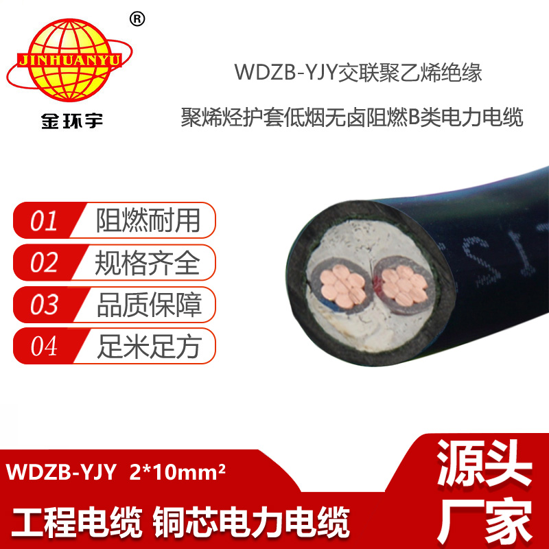 金環(huán)宇電線電纜 銅芯 WDZB-YJY 2X10  yjv低煙無鹵阻燃電纜批發(fā)