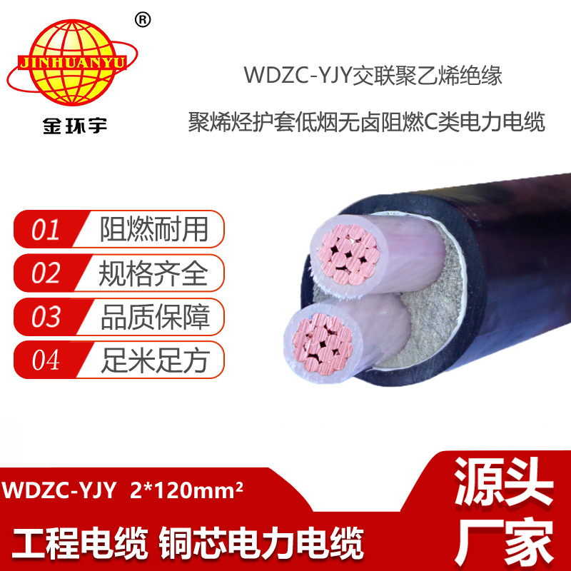 金環(huán)宇電線電纜 交聯(lián)低煙無(wú)鹵阻燃電纜WDZC-YJY 2X120平方 深圳廠家