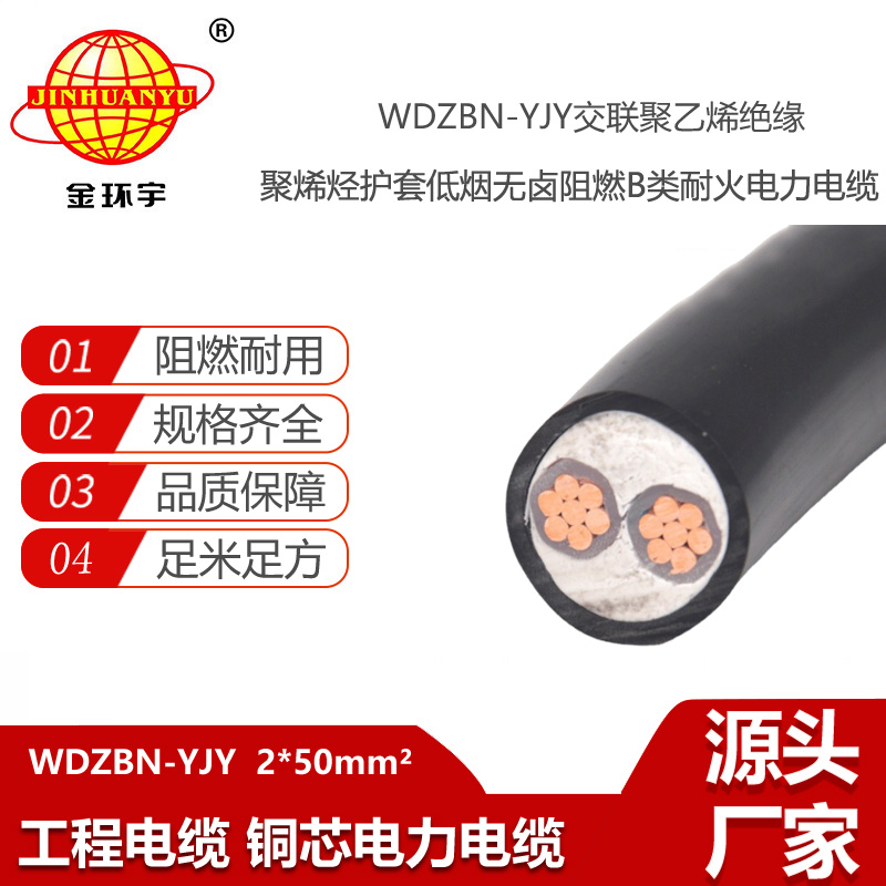 金環(huán)宇電線電纜 低煙無鹵阻燃WDZBN-YJY 2X50平方 耐火電線電纜 可定制