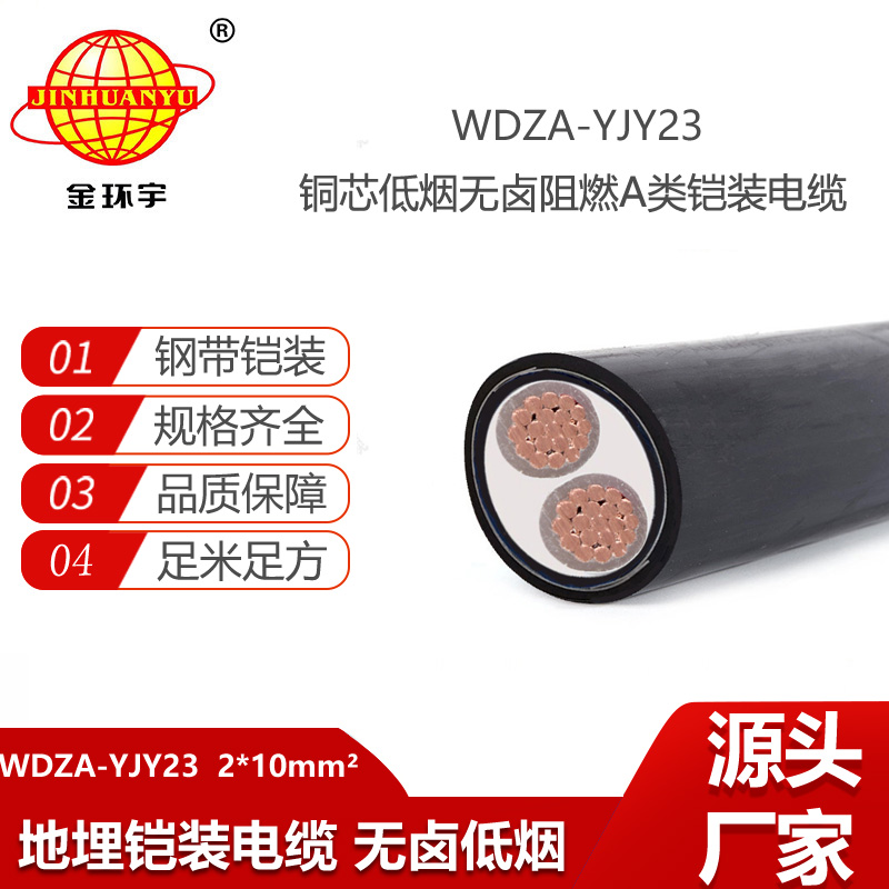 金環(huán)宇電線電纜 鎧裝阻燃電力電纜WDZA-YJY23-2X10平方 低煙無鹵電纜