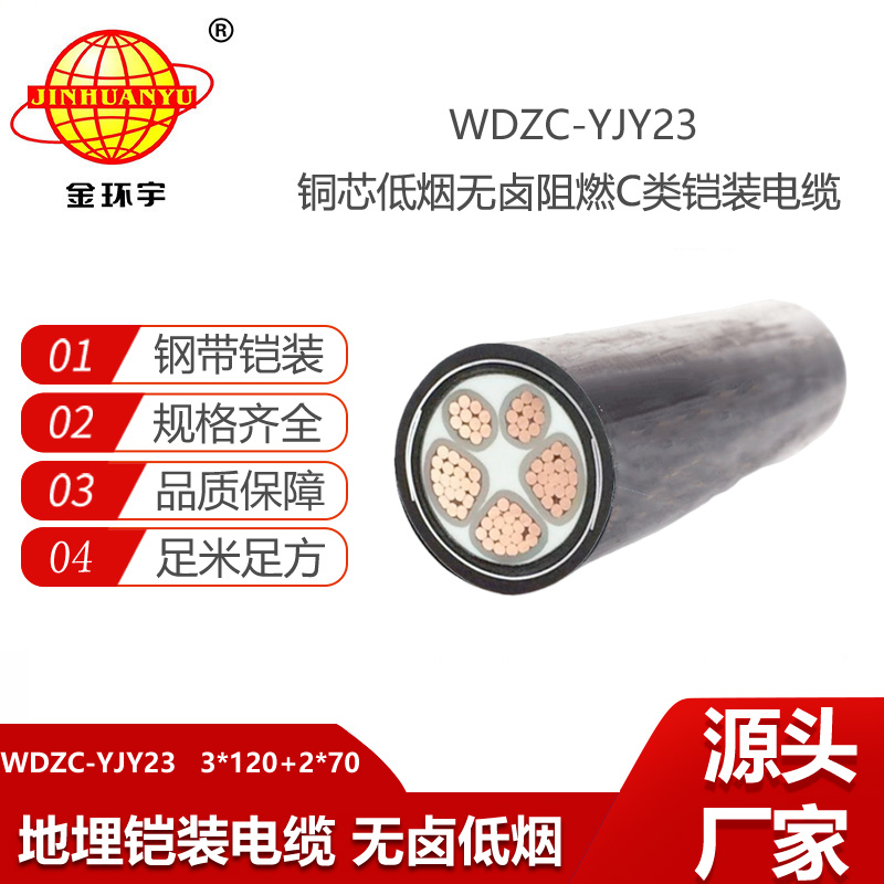 金環(huán)宇電線電纜 低煙無(wú)鹵絕緣阻燃電纜WDZC-YJY23-3X120+2X70交聯(lián)電纜