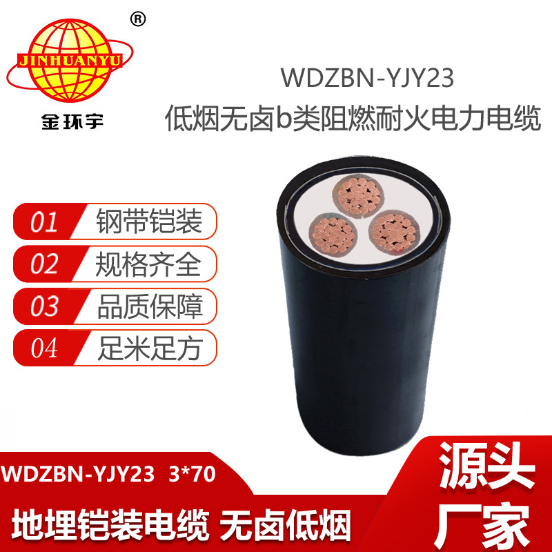 金環(huán)宇電線電纜 b類阻燃電纜WDZBN-YJY23-3X70 耐火電纜 低煙無鹵電纜