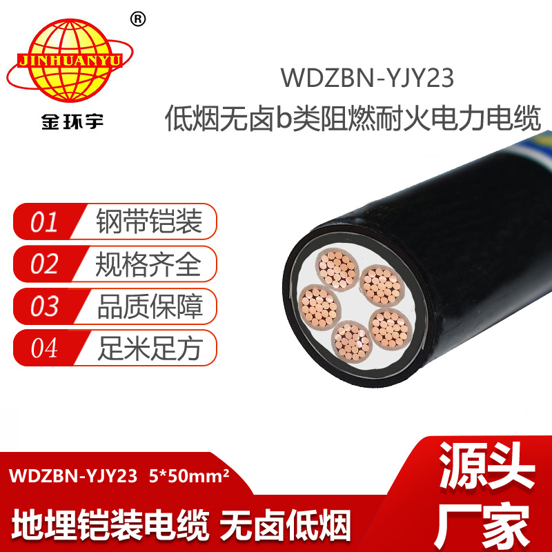 金環(huán)宇電線電纜 WDZBN-YJY23-5X50平方 阻燃低煙無鹵電纜 耐火鎧裝電力電纜