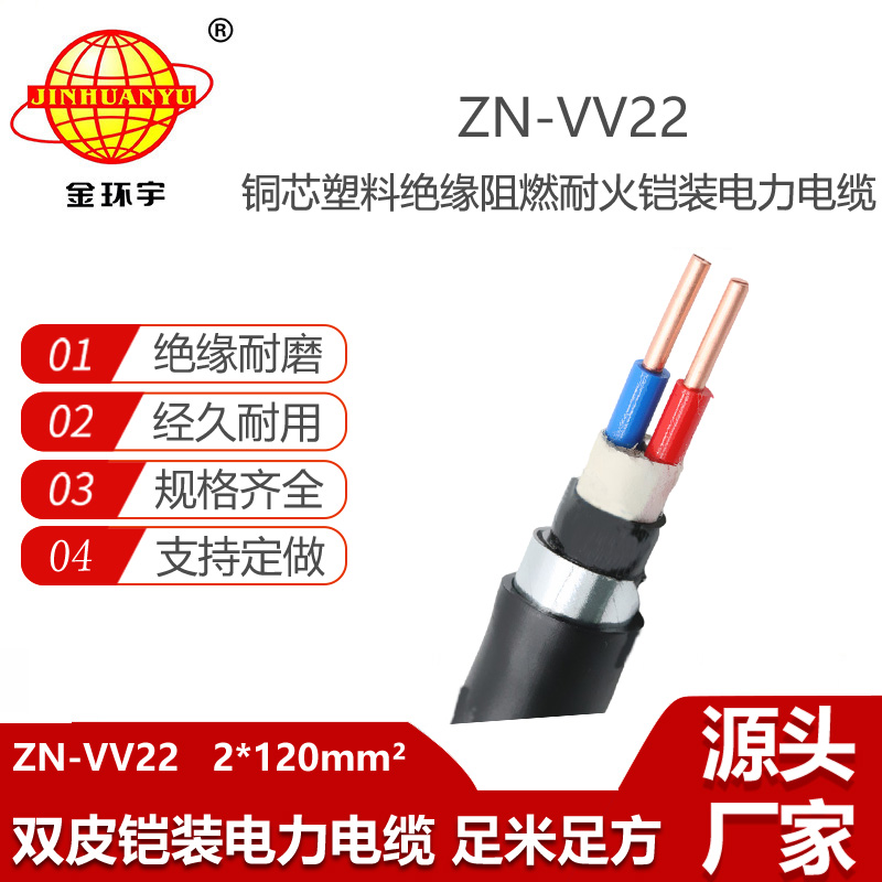 金環(huán)宇電線電纜 VV22鎧裝電纜ZN-VV22-2X120平方 阻燃耐火電纜